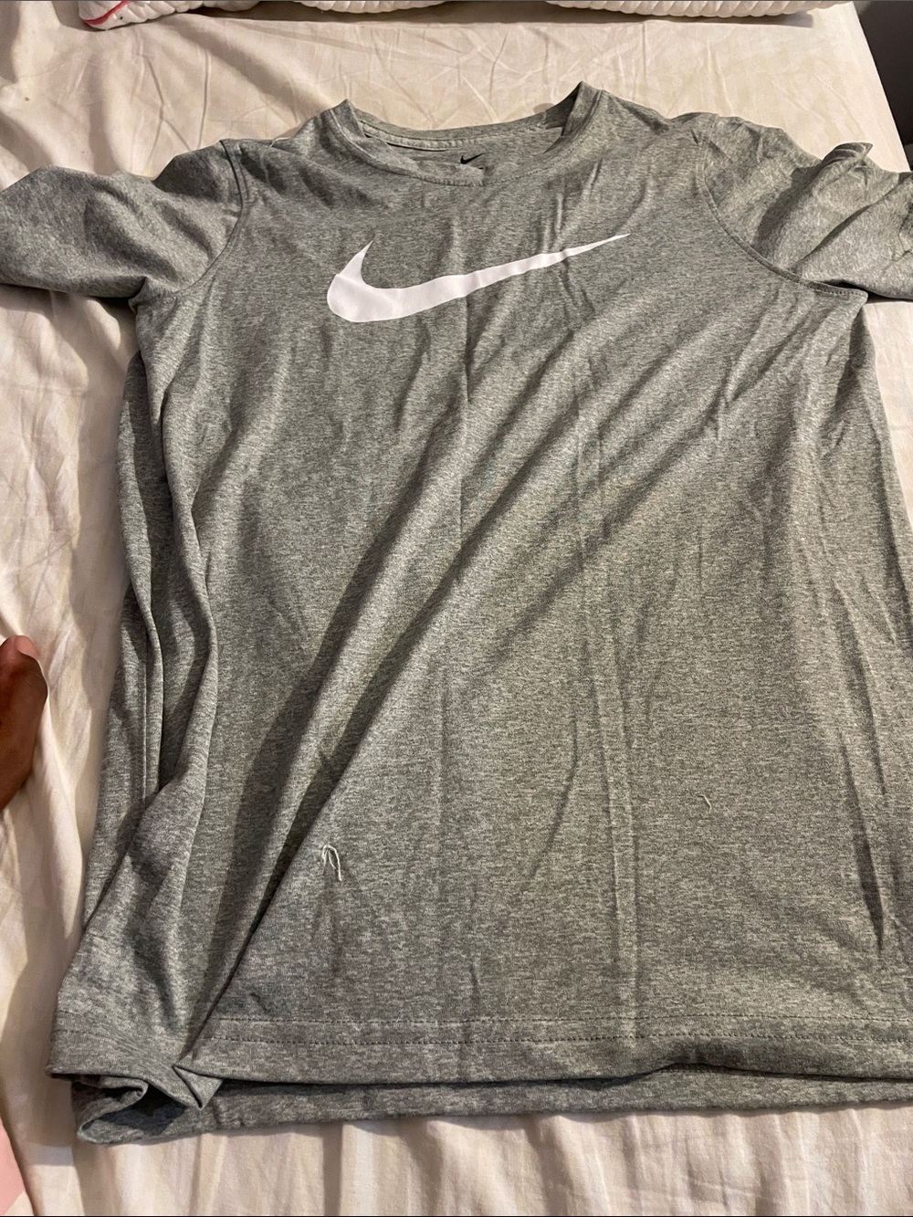 Nike Gray Short Sleeve Dri-FIT Tee with White Swoosh